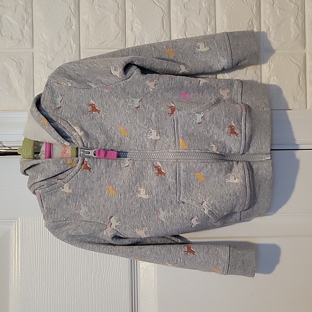 Cat & Jack Toddler Gray Fleece Unicorn Front Zip Hoodie Size 2T